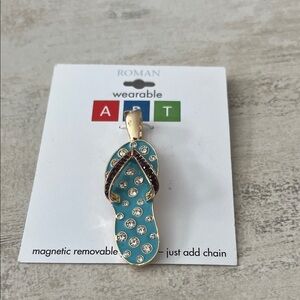 Roman Wearable Art Flip Flop Pendant - Gold and Blue